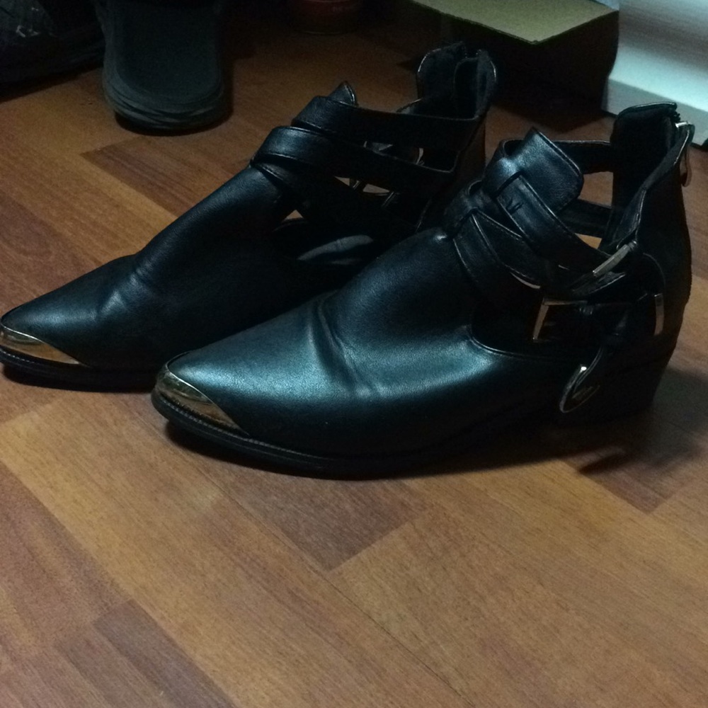 Black leather boots